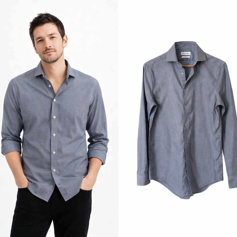 Calvin Klein Slim Fit Stretch‎ Non-Iron Dress Shirt 14 1/2 Blue Mens